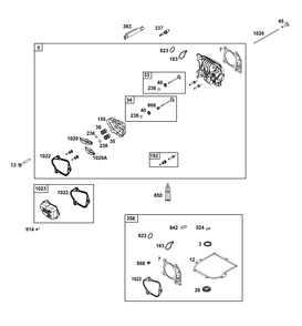 Cylinder Head Group Diagram and Parts List for 09P902-0018-H5 020000 - 09Z999 Briggs and Stratton Engine